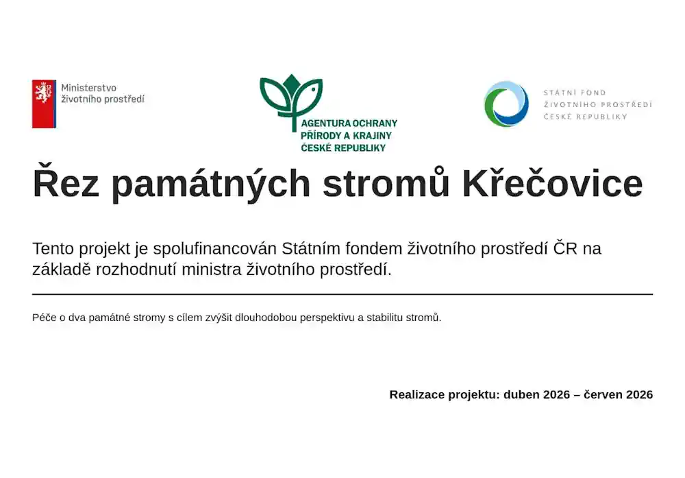 Informační plakát projektu Řez památných stromů Křečovice